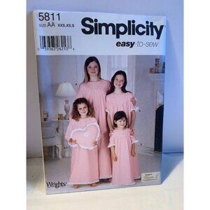 Simplicity 5811 Children Sleepwear Pattern Size XXS XS S Uncut Package Adorable!